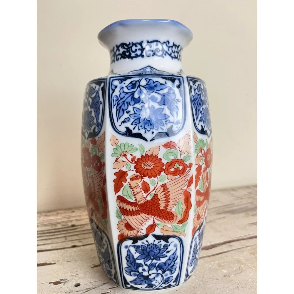 Vintage Japanese Vase Arita Ware Imari Bird Motif Approx. 8